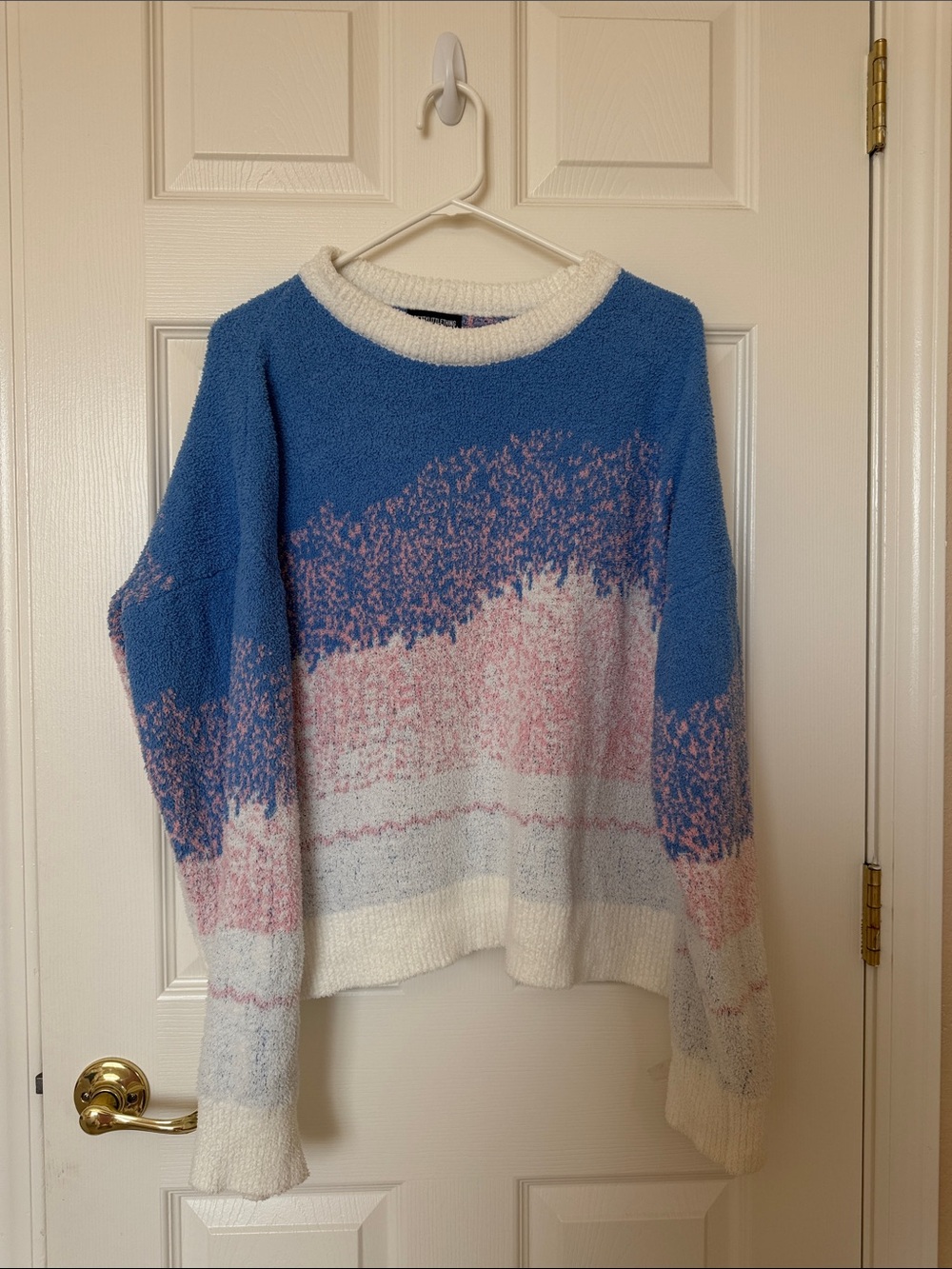 PrettyLittleThing Blue, Pink & Cream Crewneck Sweater